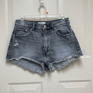 ZARA gray washed distressed jean shorts